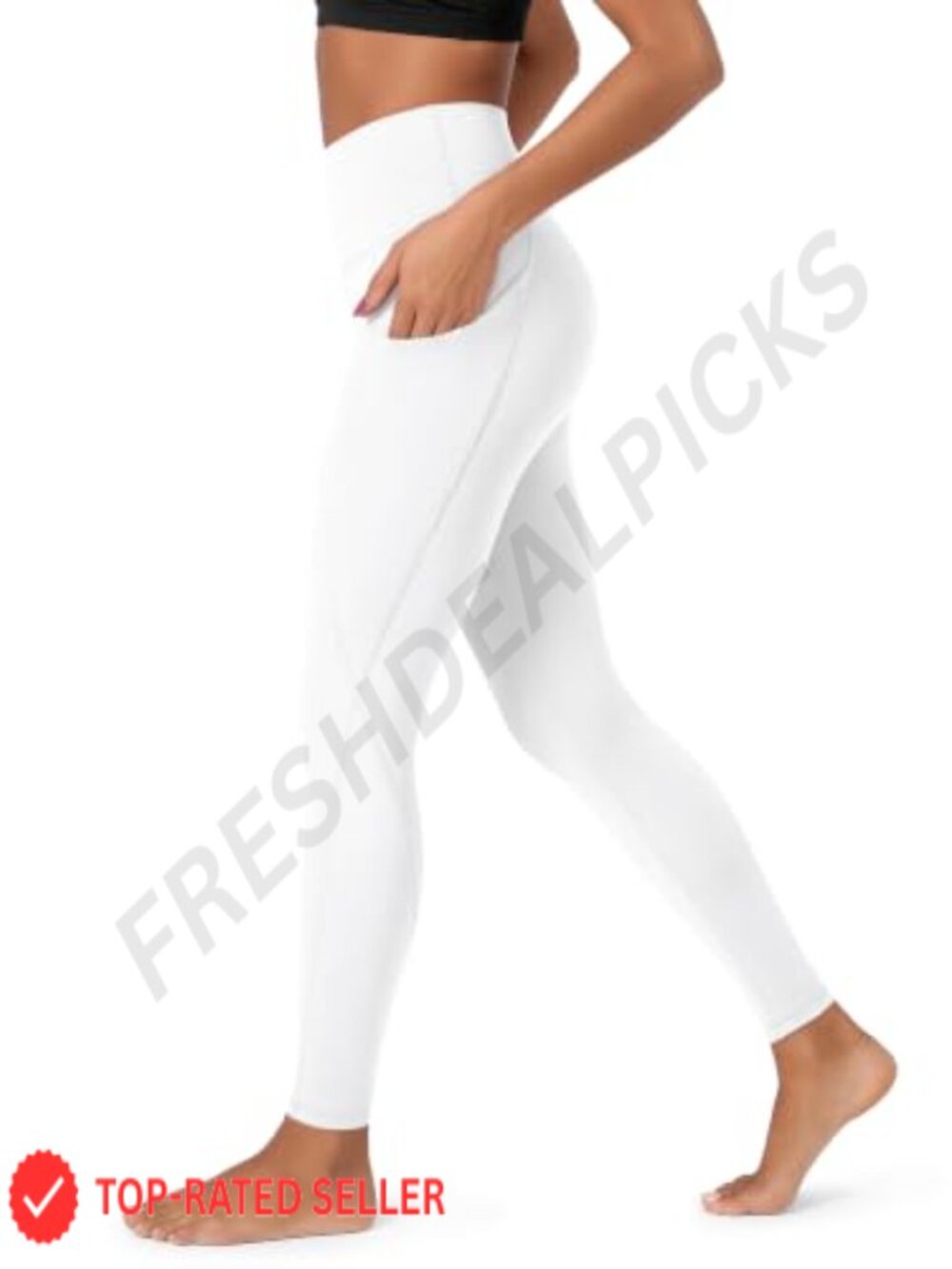 High Waisted Yoga Leggings with Pockets Tummy Control 30 Inseam Polyester